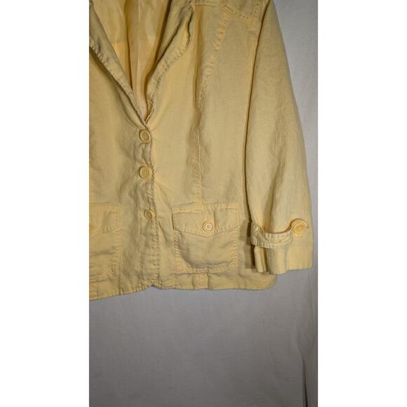 Studio Works Womens Linen Blazer Sz XL Butter Yellow Coastal Resort Beach - Picture 2 of 6